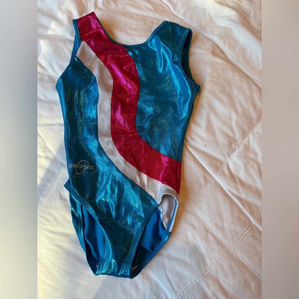 Kids Leotard in Blue, Red, and White